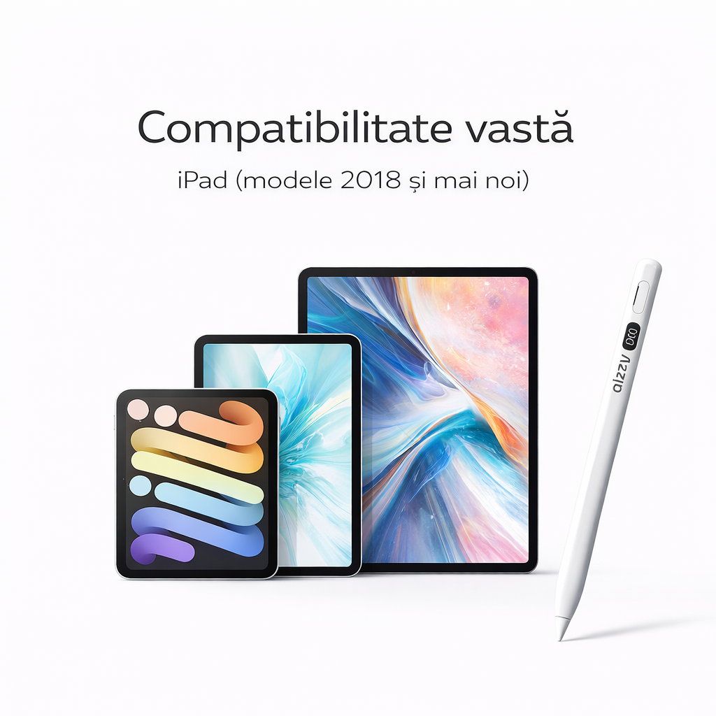 Stylus pentru iPad (2018–2026) cu Palm Rejection și încărcare magnetică